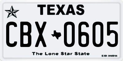 TX license plate CBX0605