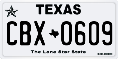 TX license plate CBX0609