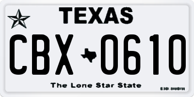 TX license plate CBX0610