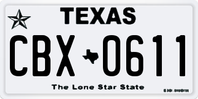 TX license plate CBX0611