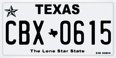 TX license plate CBX0615