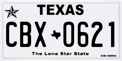 TX license plate CBX0621
