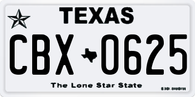 TX license plate CBX0625