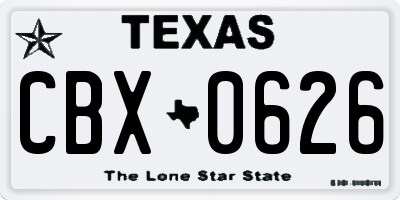 TX license plate CBX0626