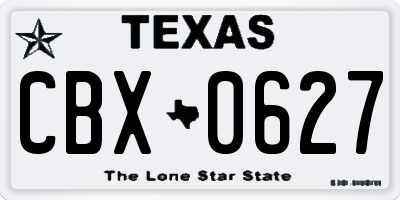 TX license plate CBX0627
