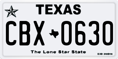 TX license plate CBX0630