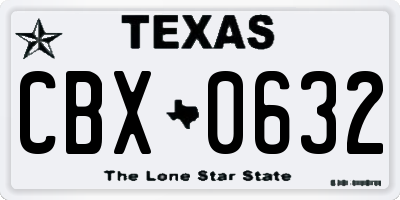 TX license plate CBX0632