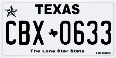 TX license plate CBX0633
