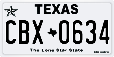 TX license plate CBX0634