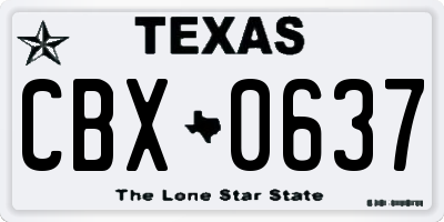 TX license plate CBX0637