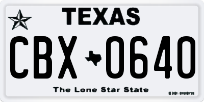 TX license plate CBX0640