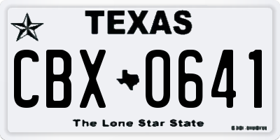 TX license plate CBX0641