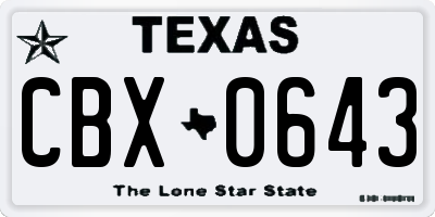 TX license plate CBX0643