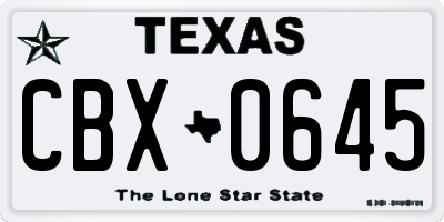 TX license plate CBX0645