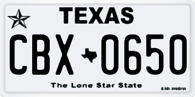 TX license plate CBX0650