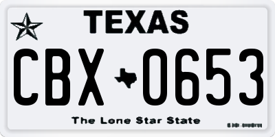 TX license plate CBX0653