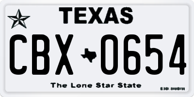 TX license plate CBX0654