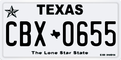 TX license plate CBX0655