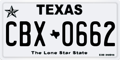 TX license plate CBX0662