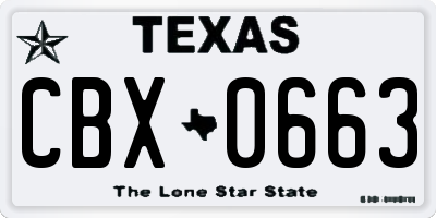 TX license plate CBX0663