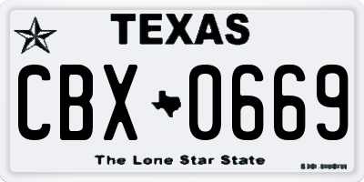 TX license plate CBX0669
