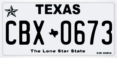 TX license plate CBX0673