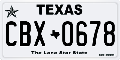 TX license plate CBX0678