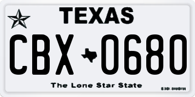 TX license plate CBX0680