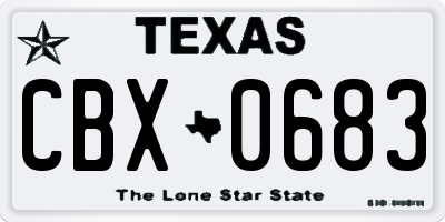TX license plate CBX0683