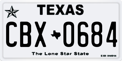 TX license plate CBX0684