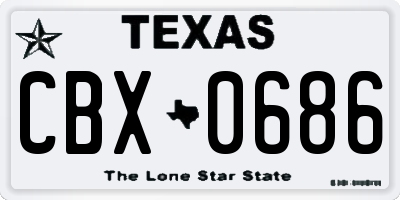 TX license plate CBX0686