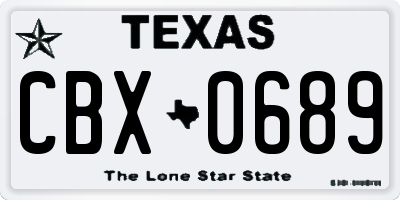 TX license plate CBX0689