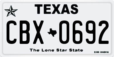 TX license plate CBX0692