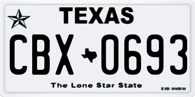 TX license plate CBX0693