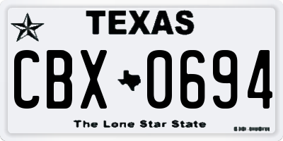 TX license plate CBX0694