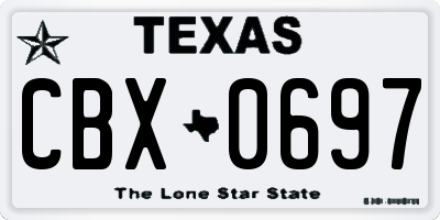 TX license plate CBX0697