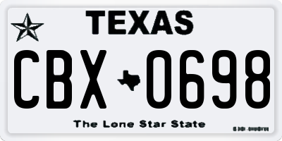 TX license plate CBX0698
