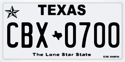 TX license plate CBX0700