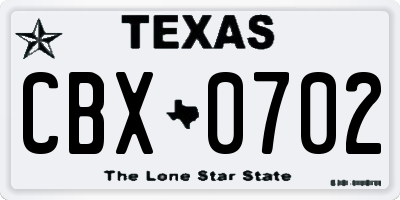 TX license plate CBX0702