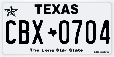 TX license plate CBX0704