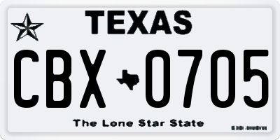 TX license plate CBX0705