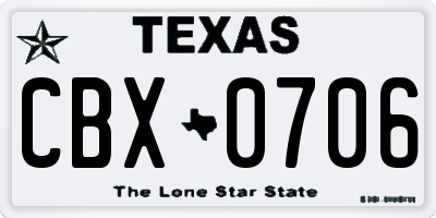 TX license plate CBX0706