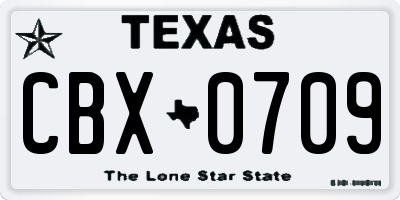 TX license plate CBX0709