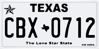 TX license plate CBX0712
