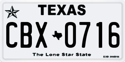 TX license plate CBX0716
