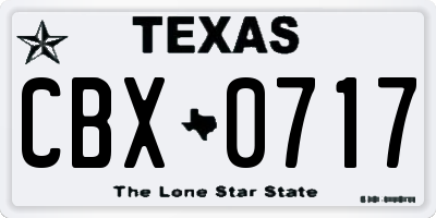 TX license plate CBX0717