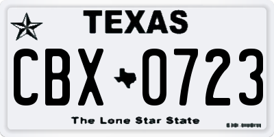 TX license plate CBX0723