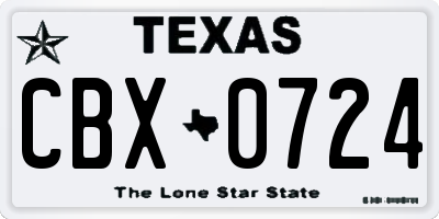 TX license plate CBX0724