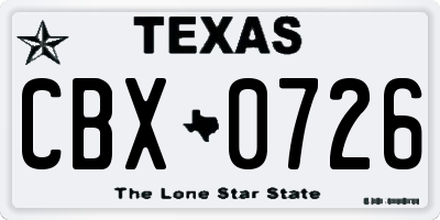 TX license plate CBX0726