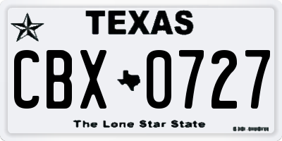 TX license plate CBX0727
